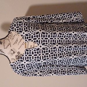 Flowery White and Navy Tacera Dress PXL